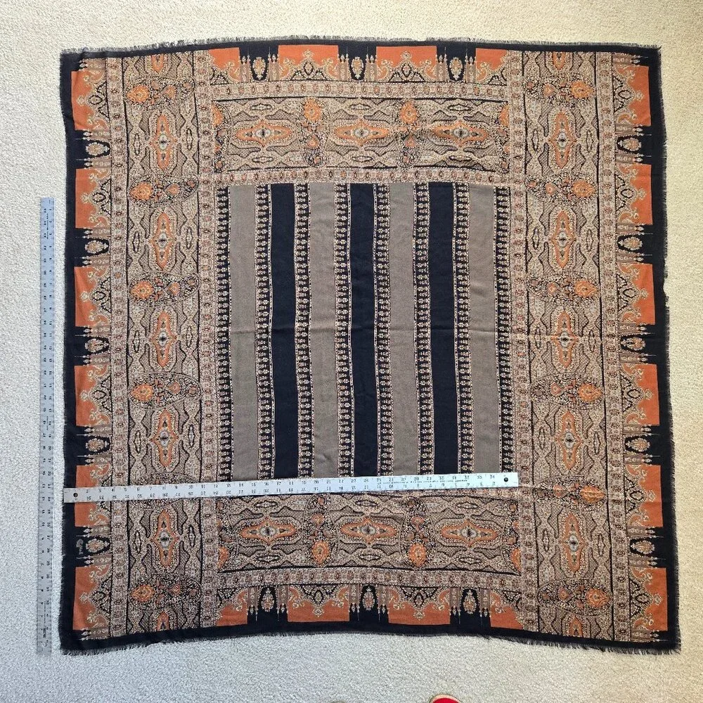 Large Lightweight Wool Scarf Earth Tones